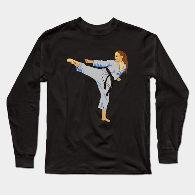 Karate Kick and Interactive Belt Long Sleeve T-Shirt by Wesley32